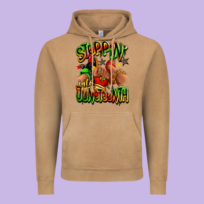 Vintage Hoodie Steppin' into Juneteenth sneaker and heel afro wom