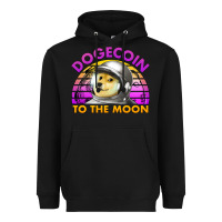 Black doge coin to the moon 80's retro sunset Heavyweight Hoodie - Jasminsmagicworld