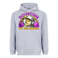 Heather Grey doge coin to the moon 80's retro sunset Heavyweight Hoodie - Jasminsmagicworld