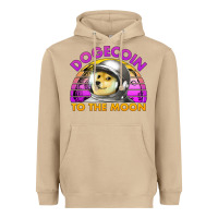Mushroom doge coin to the moon 80's retro sunset Heavyweight Hoodie - Jasminsmagicworld