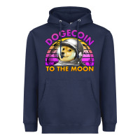 Navy doge coin to the moon 80's retro sunset Heavyweight Hoodie - Jasminsmagicworld