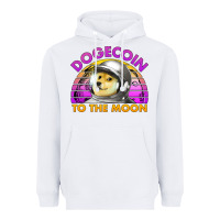 Doge Coin To The Moon 80's Retro Sunset Heavyweight Hoodie | Teevron