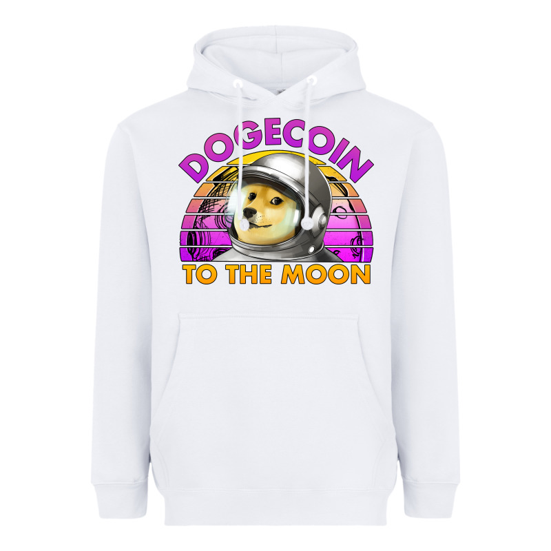 Doge Coin To The Moon 80's Retro Sunset Heavyweight Hoodie by Jasminsmagicworld | Teevron