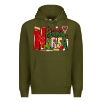 Army Green merry christmas nurse Premium Hoodie - MaliasSmallBusiness