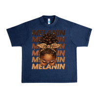 Navy melanin afro messy bun Urban Heavy Tee - texasbilliewilder