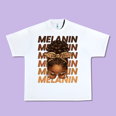 Melanin Afro Messy Bun Urban Heavy Tee Designed By Texasbilliewilder