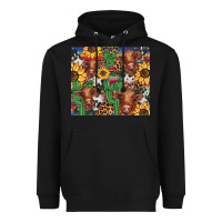 Black western cactus sunflower highlands cow Heavyweight Hoodie - BarkalooDesign