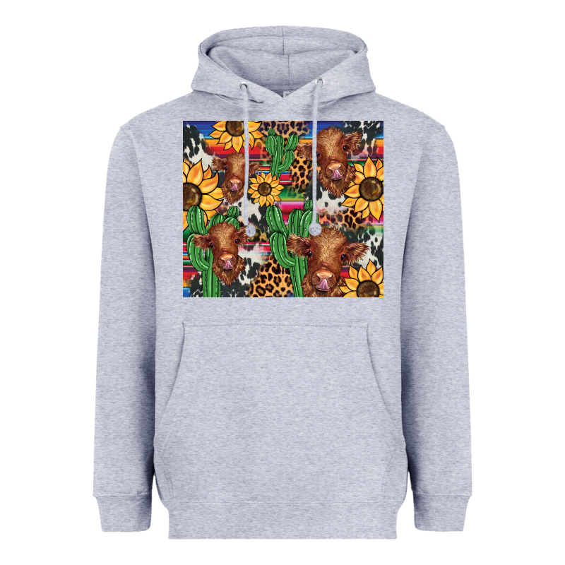 Western Cactus Sunflower Highlands Cow Heavyweight Hoodie by BarkalooDesign | Teevron