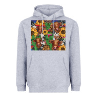 Heather Grey western cactus sunflower highlands cow Heavyweight Hoodie - BarkalooDesign