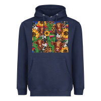 Navy western cactus sunflower highlands cow Heavyweight Hoodie - BarkalooDesign