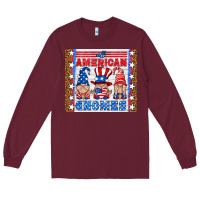 Burgundy all american gnomes Long Sleeve Tee - HRA Design Shop