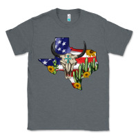 Charcoal Heather bull skull texas map american playng Classic Tee - BarkalooDesign