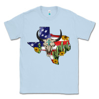 Dusty Blue bull skull texas map american playng Classic Tee - BarkalooDesign