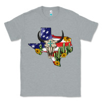 Heather Grey bull skull texas map american playng Classic Tee - BarkalooDesign