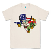 Natural bull skull texas map american playng Classic Tee - BarkalooDesign