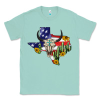 Seafoam bull skull texas map american playng Classic Tee - BarkalooDesign