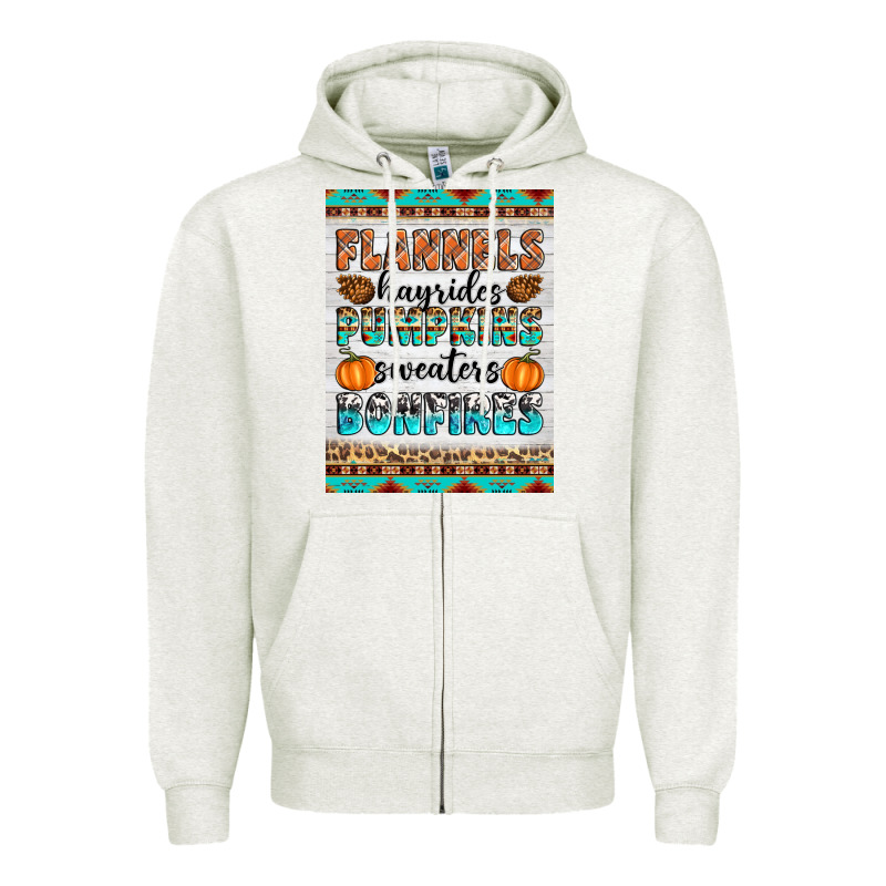 Flannels Hayrides Pumpkins Sweaters Bonfires Zipper Hoodie by Artiststas | Teevron