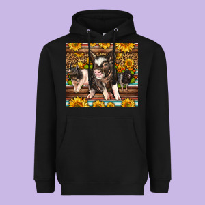 Western Cute Hampshire Pigs Heavyweight Hoodie Designed By Lillyallendesigns