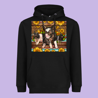 Western Cute Hampshire Pigs Heavyweight Hoodie Designed By Lillyallendesigns