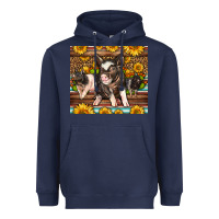 Navy Western Cute Hampshire Pigs Heavyweight Hoodie - LillyAllenDesigns