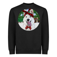 Black Christmas White Shepherd With Cowhide Heavyweight Sweatshirt - RanaPortraitStore