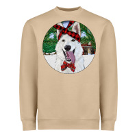 Mushroom Christmas White Shepherd With Cowhide Heavyweight Sweatshirt - RanaPortraitStore