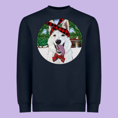 Heavyweight Sweatshirt Christmas White Shepherd With Cowhide