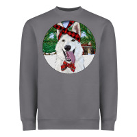 Storm Christmas White Shepherd With Cowhide Heavyweight Sweatshirt - RanaPortraitStore