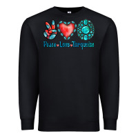 Black Peace Love Turquoise Premium Sweatshirt - Jasminsmagicworld
