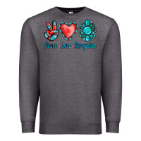 Charcoal Heather Peace Love Turquoise Premium Sweatshirt - Jasminsmagicworld