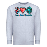 Heather Grey Peace Love Turquoise Premium Sweatshirt - Jasminsmagicworld
