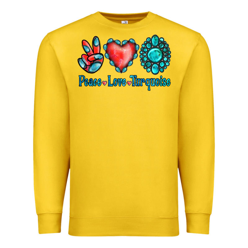 Peace Love Turquoise Premium Sweatshirt by Jasminsmagicworld | Teevron