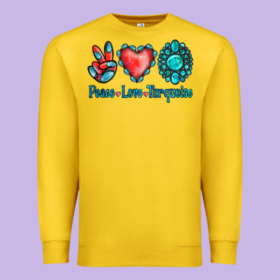 Peace Love Turquoise Premium Sweatshirt Designed By Jasminsmagicworld