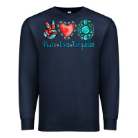 Navy Peace Love Turquoise Premium Sweatshirt - Jasminsmagicworld