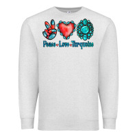 Oatmeal Heather Peace Love Turquoise Premium Sweatshirt - Jasminsmagicworld