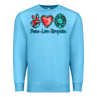 Ocean Blue Peace Love Turquoise Premium Sweatshirt - Jasminsmagicworld