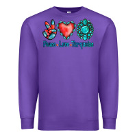 Purple Peace Love Turquoise Premium Sweatshirt - Jasminsmagicworld