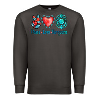 Smoke Peace Love Turquoise Premium Sweatshirt - Jasminsmagicworld