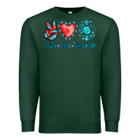 Sports Green Peace Love Turquoise Premium Sweatshirt - Jasminsmagicworld