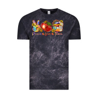 Cloud Black peace love teach Vintage Tee - texasbilliewilder