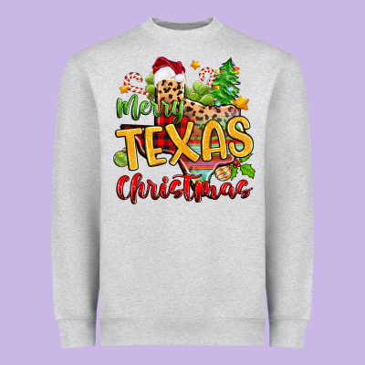 Merry Texas Christmas Heavyweight Sweatshirt Designed By Zillion Design Studio
