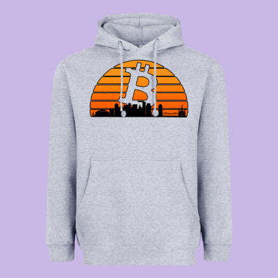 Bitcoin New Orleans Retro Sunset Heavyweight Hoodie Designed By Jasminsmagicworld