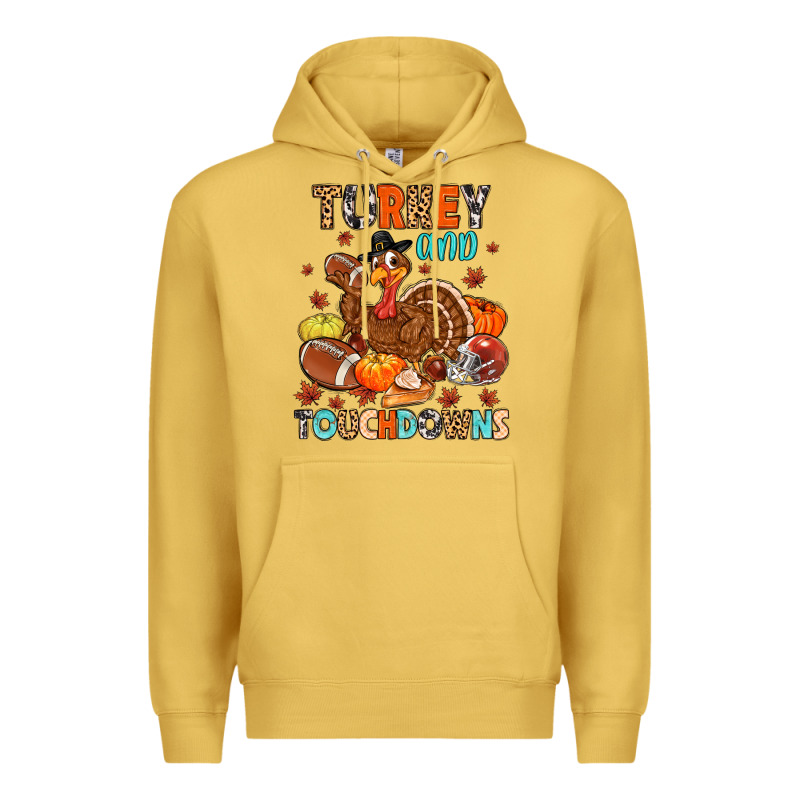 Turkey And Touchdowns Premium Hoodie by MaliasSmallBusiness | Teevron