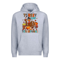 Heather Grey turkey and touchdowns Premium Hoodie - MaliasSmallBusiness