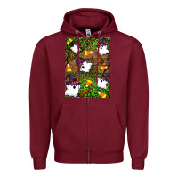 Burgundy Halloween ghost Zipper Hoodie - Artiststas
