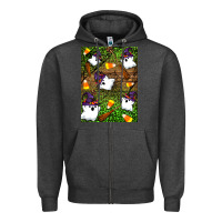 Charcoal Heather Halloween ghost Zipper Hoodie - Artiststas