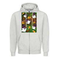 Dove Grey Halloween ghost Zipper Hoodie - Artiststas