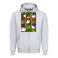 Heather Grey Halloween ghost Zipper Hoodie - Artiststas