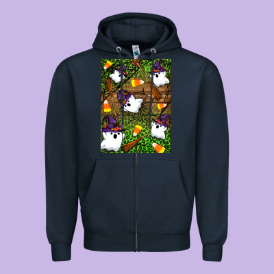 Halloween Ghost Zipper Hoodie Designed By Artiststas