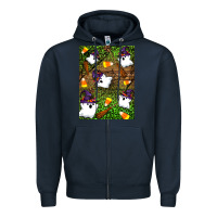 Navy Halloween ghost Zipper Hoodie - Artiststas